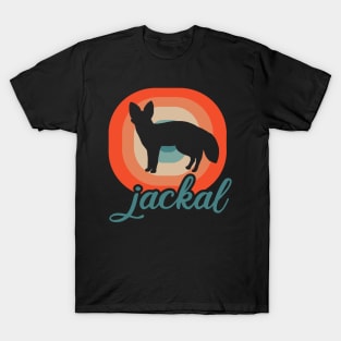 Retro Jackal Sunset Fan Wild Dog Wolf Design T-Shirt